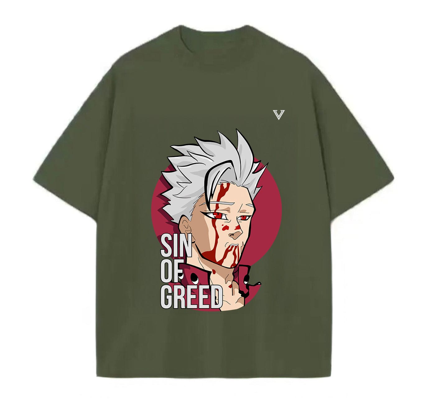 Army Green / XS Sin of Greed (Seven Deadly Sins) Anime Oversize T-Shirt