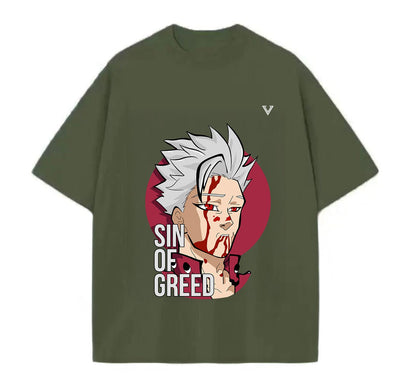 Army Green / XS Sin of Greed (Seven Deadly Sins) Anime Oversize T-Shirt