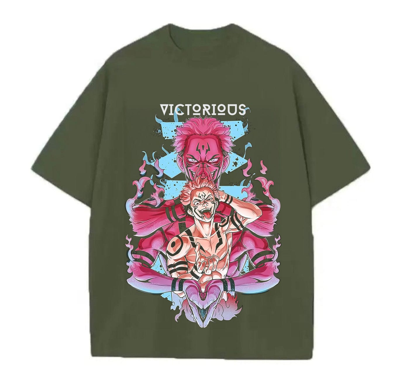 Army Green / XS Sukuna (Jujutsu Kaisen) Anime oversize T-Shirt