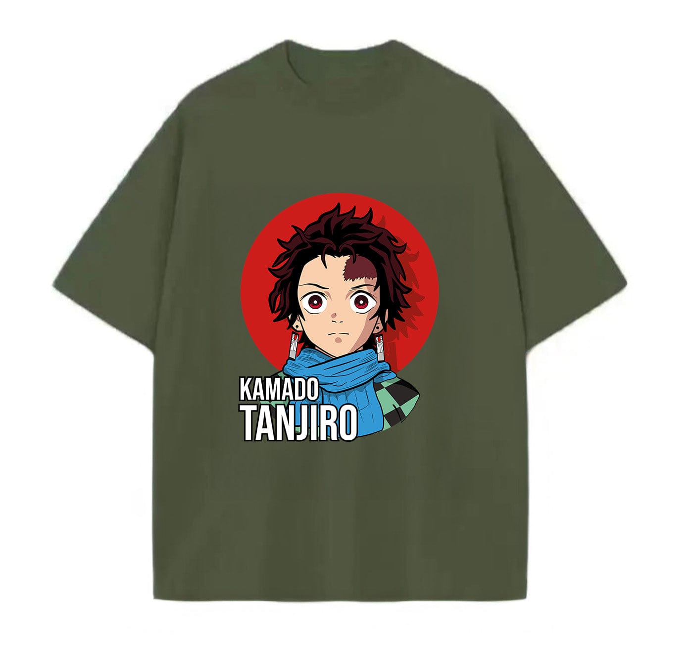 Army Green / XS Tanjiro (Demon Slayer) Anime Oversize T-Shirt