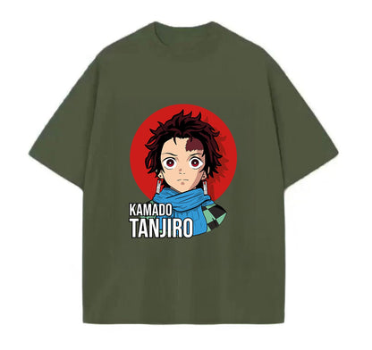 Army Green / XS Tanjiro (Demon Slayer) Anime Oversize T-Shirt