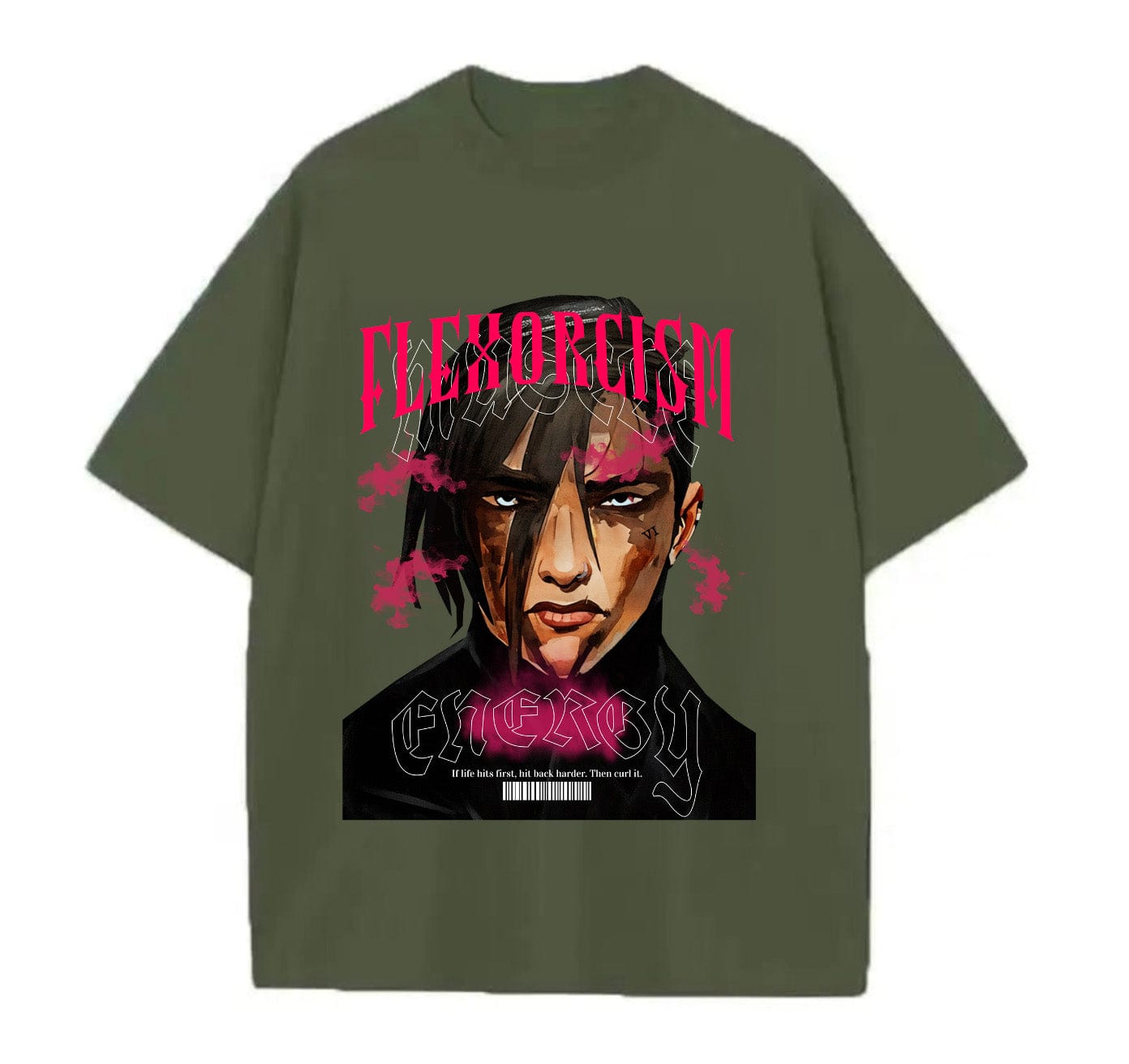 Army Green / XS VI Flexorcism (Arcane) Anime Oversize T-shirt