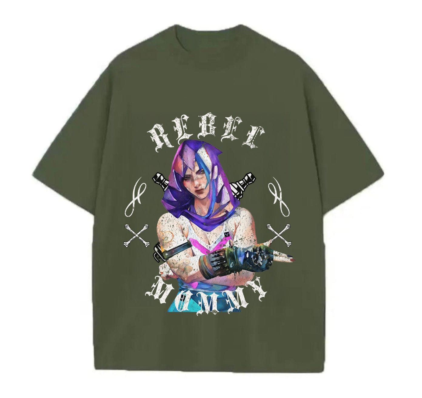 Army Green / XS VI Rebel Mommy (Arcane) Anime Oversize T-shirt