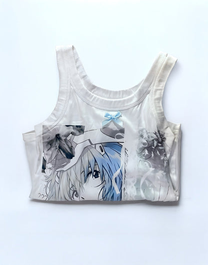 Ayanami Rei Ribbed & Bow Tank Top