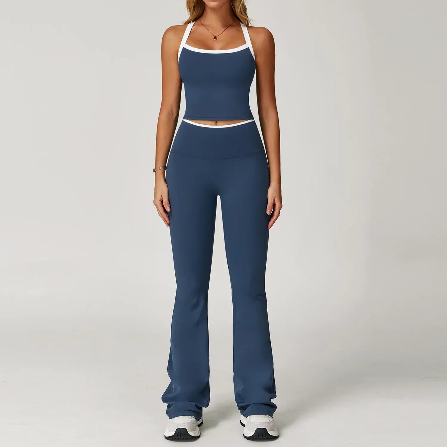 Badge Blue Set 2 / S Women Tracksuit 2PCS Yoga Set / Nude Feeling Workout Sets (Victorious Sailor Strength Bra)