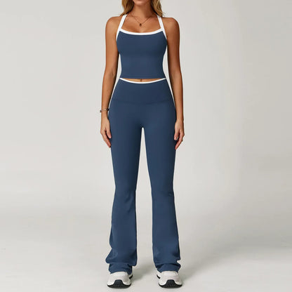 Badge Blue Set 2 / S Women Tracksuit 2PCS Yoga Set / Nude Feeling Workout Sets (Victorious Sailor Strength Bra)