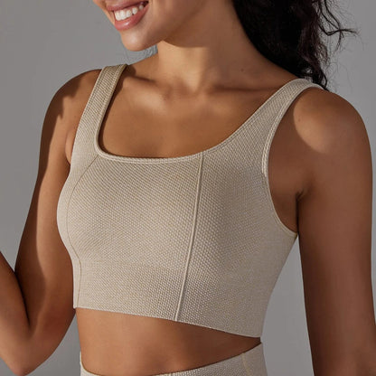 Beige / M Victorious Phantom Stretch Sports Bra