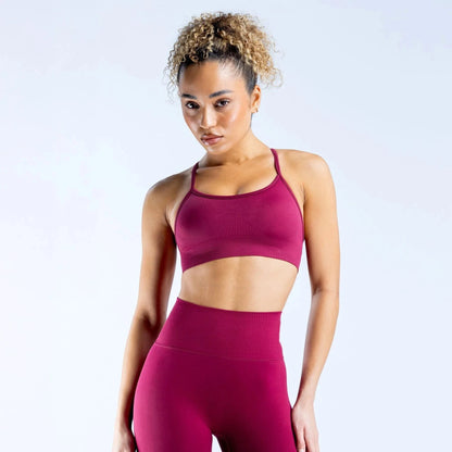 Berry red / XS Dynamic Backless Sports Bra / High Impact Fitness / Gym Bra