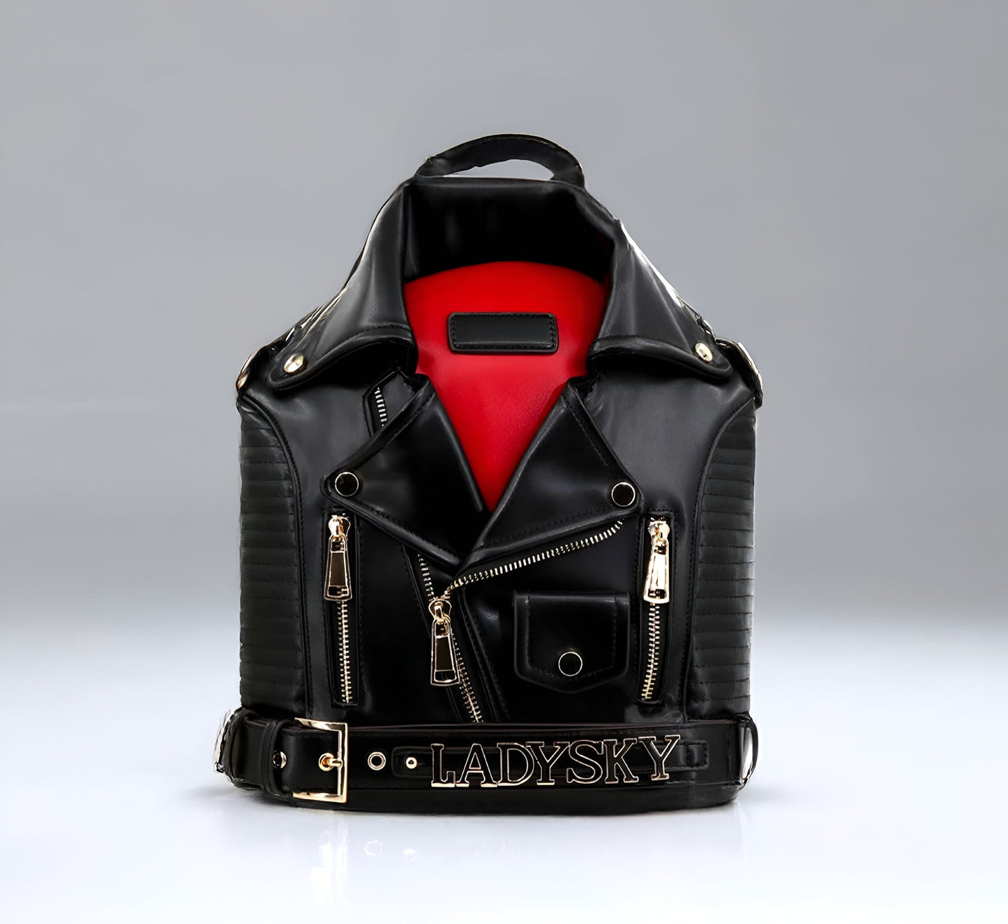 Black / 28cmx16cmx33cm Punk Rock Jacket Backpack / Vegan Leather