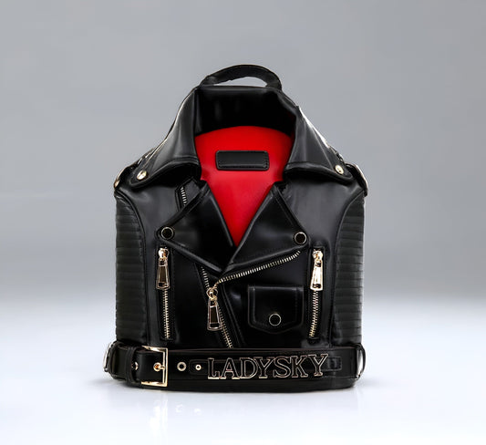 Black / 28cmx16cmx33cm Punk Rock Jacket Backpack / Vegan Leather