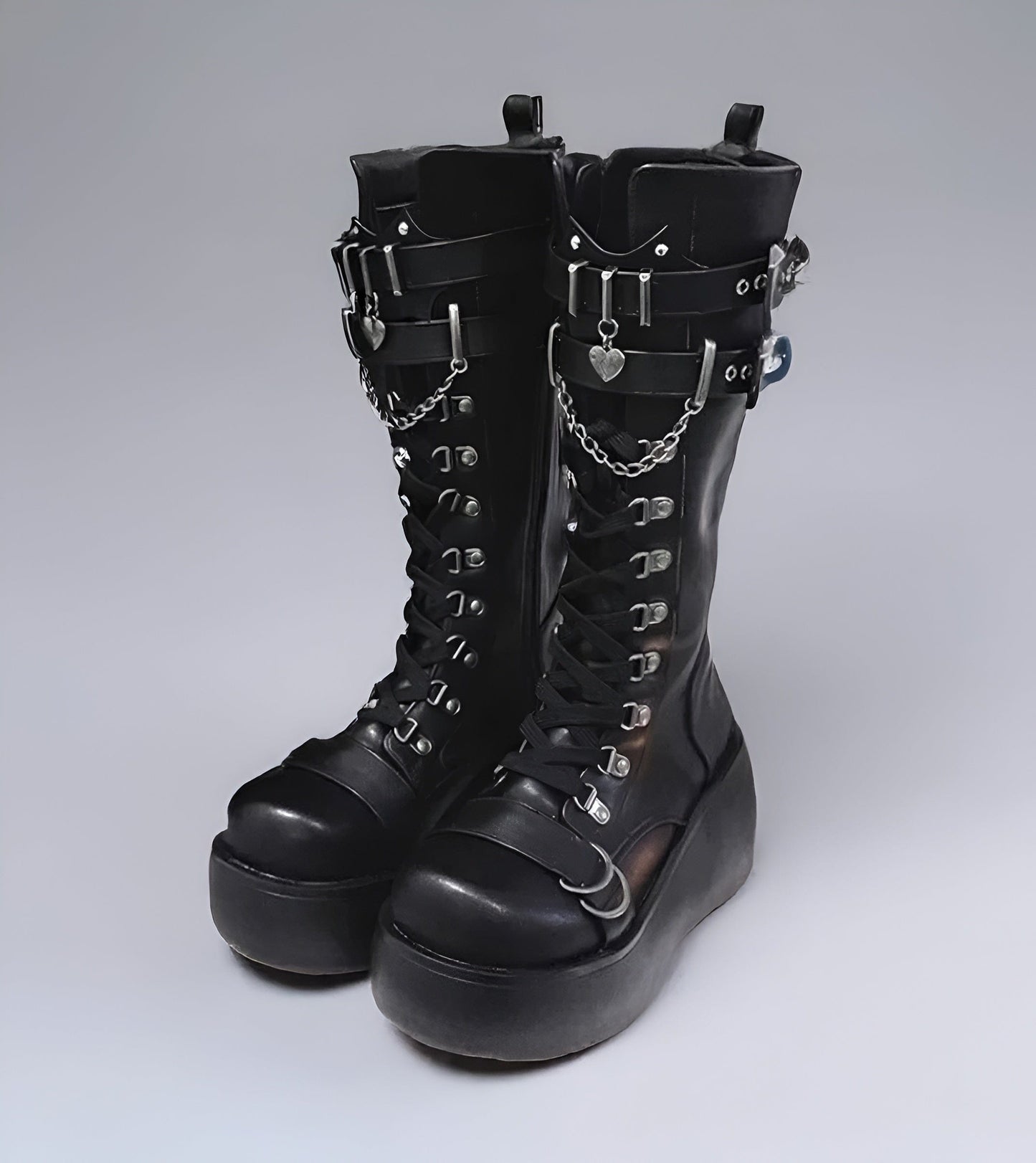 Black / 35 Knee High Black Lace Up Gothic Boots (Victorious Kurohana Requiem Boots)