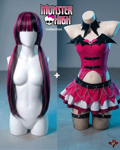 Black and Cherry / One Size Draculaura MonsterHigh Cosplay Wig - XXO Midnight Black and Cherry