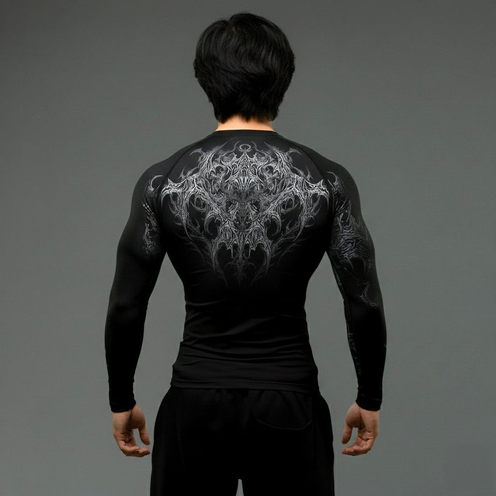 Black black / S Korean Style Slim Fit Cyber Sigilism shirt - Long sleeve compression shirt