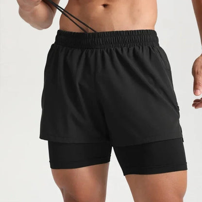 Black / CHINA / (80-90kg) for 2XL Victorious NovaGlow 2 in 1 Double-Layer Quick Dry Shorts
