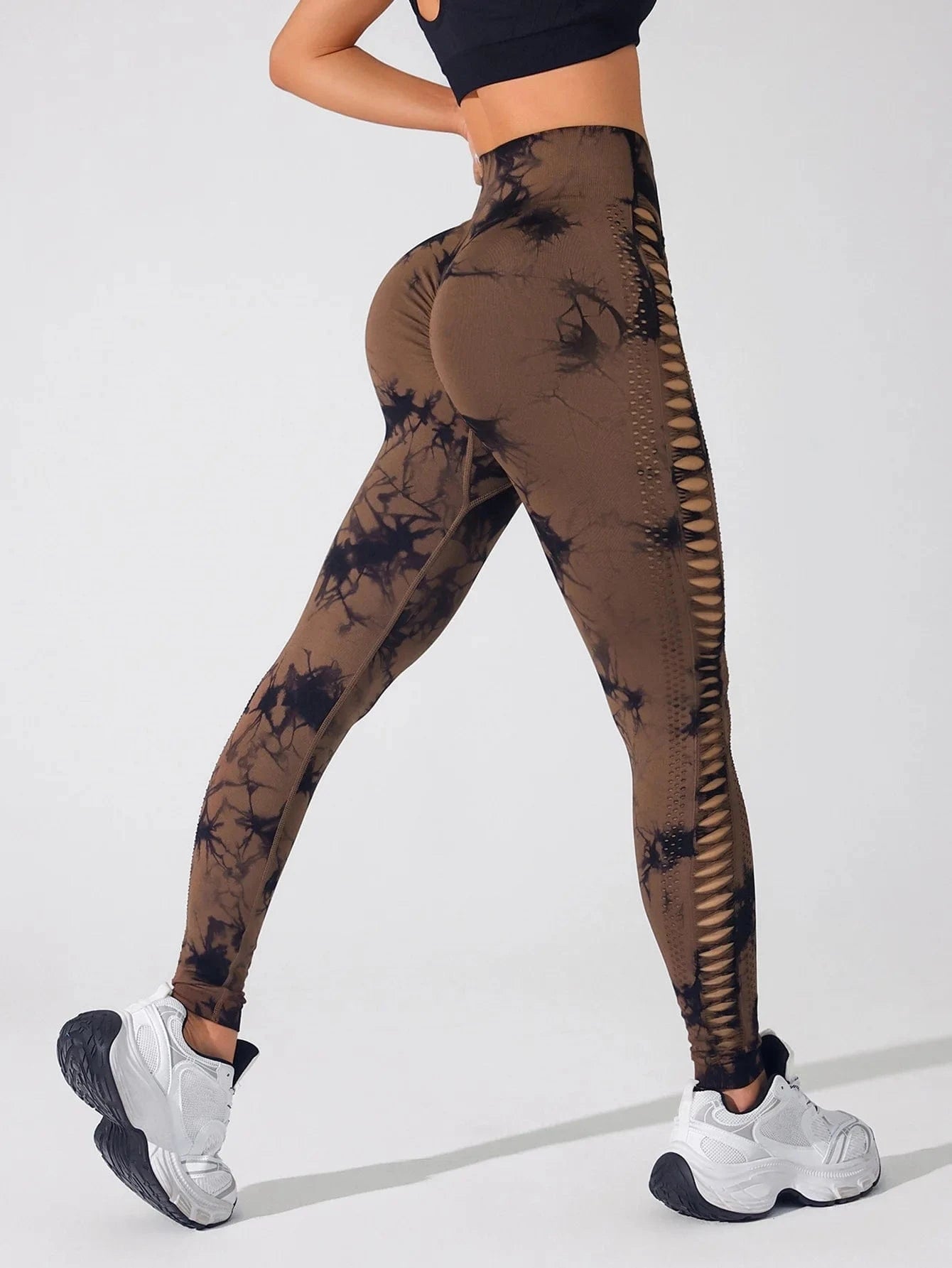 Black coffee / S Victorious Nebula Swirl Tie Dye Seamless Women Leggings High Waist