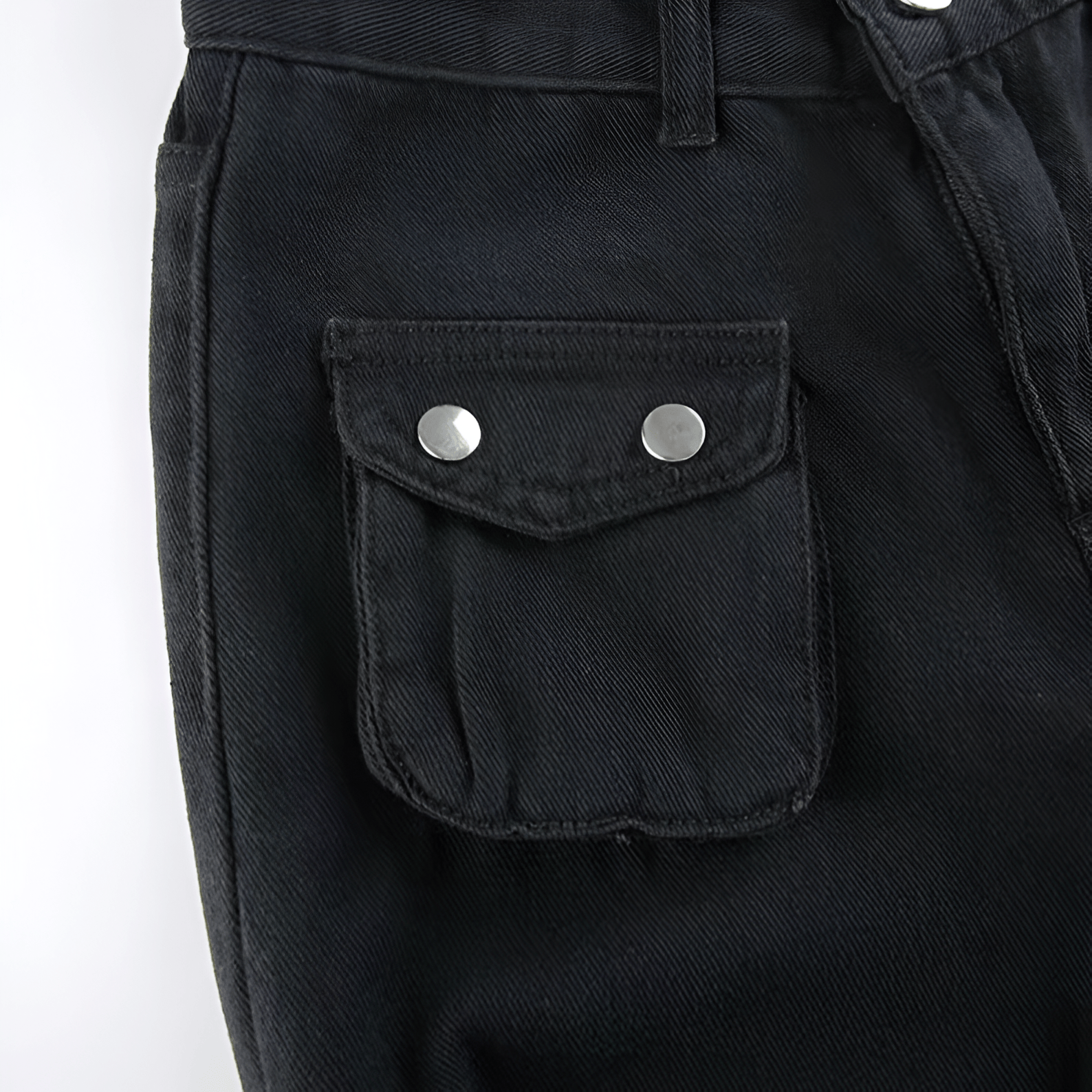 Black Goth Cargo Jeans with Multi Pockets Metal Buckle & Belt