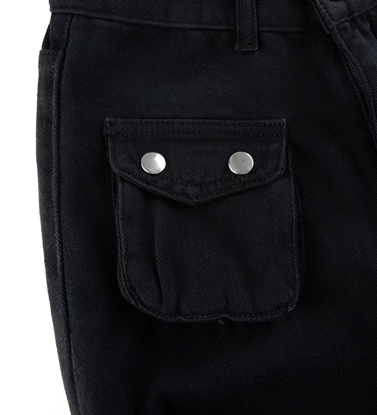 Black Goth Cargo Jeans with Multi Pockets Metal Buckle & Belt