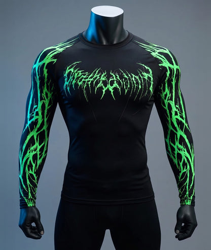 Black green / S Harajuku Goth Compression Top/ Fitness / Streetwear - By Victorious