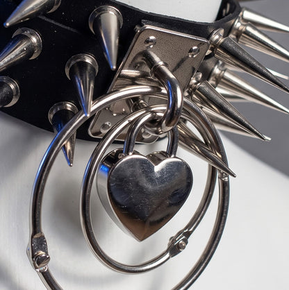 Black Harajuku Women Punk/Goth Chocker with Concentric Heart Detail