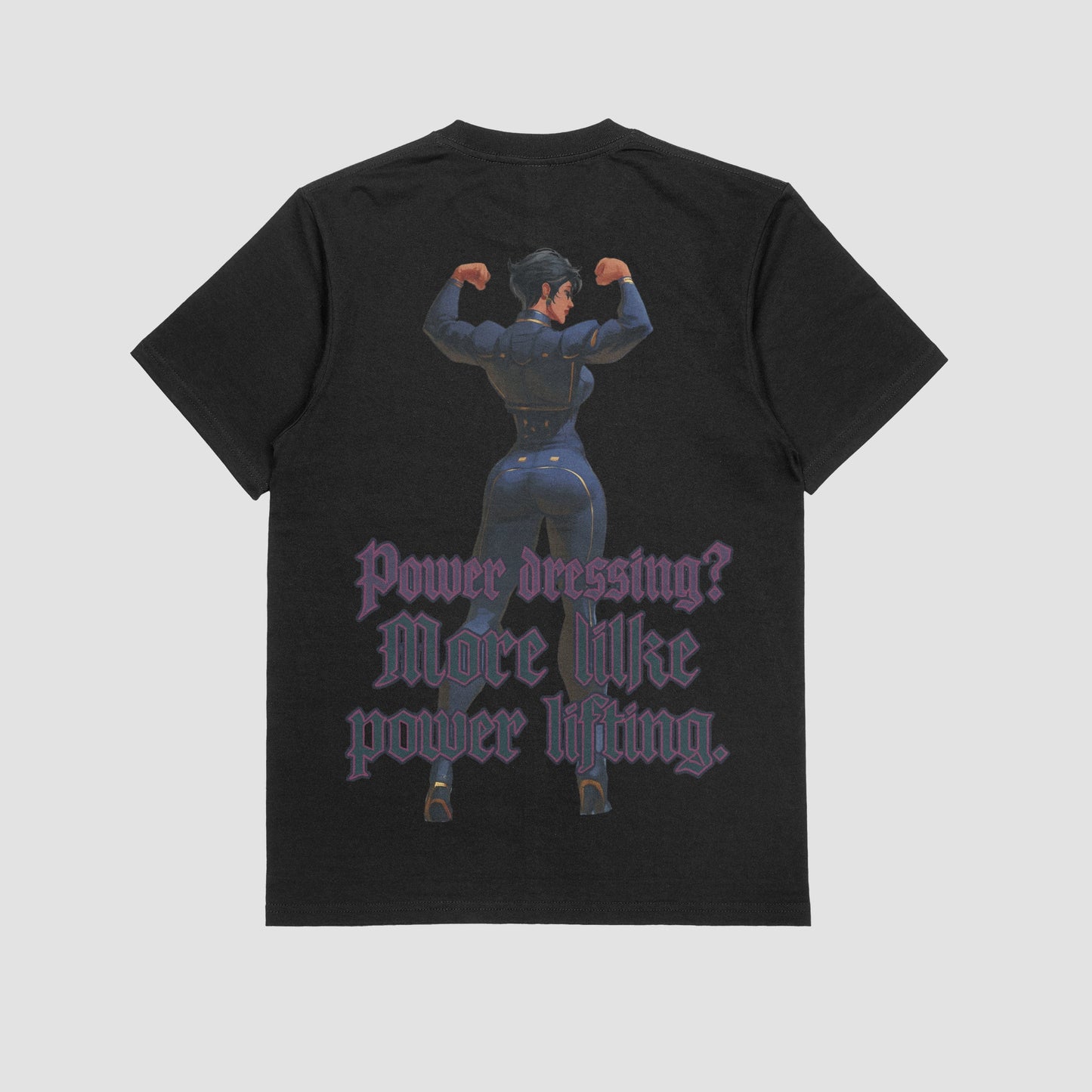 Black / M Caitlyn "Power Dressing? More like Powerlifting" Gym T-shirt (Oversized)