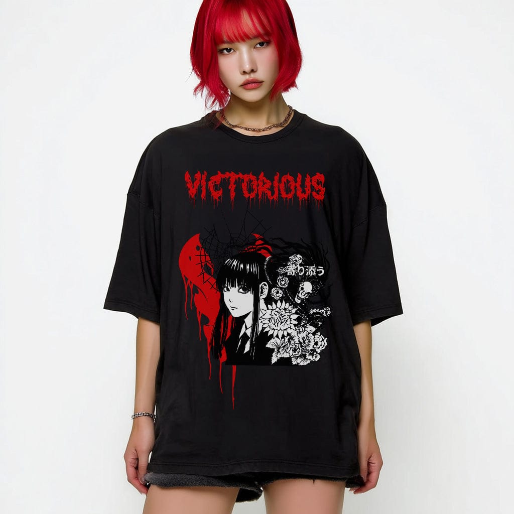 Black / M Victorious Japan Symbiote Anime Oversize T-shirt (Oversize)