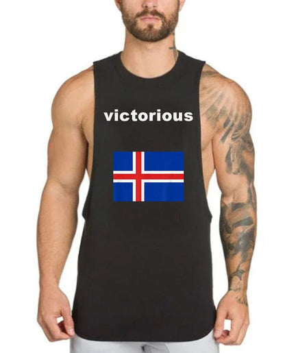 Black / M Victorious sigrast á (Icelandic Gym Tank top)