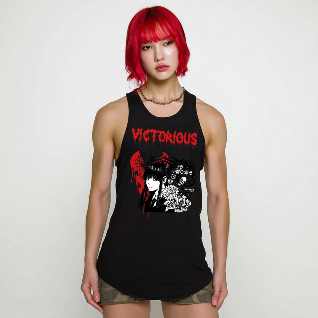 Black / M Victorious Unisex Japan Symbiote Gym Tank Top (High-Neck)