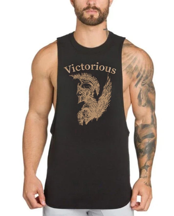 Black / M Victorious Valkyrie's Battle (Men Gym Tank-Top)