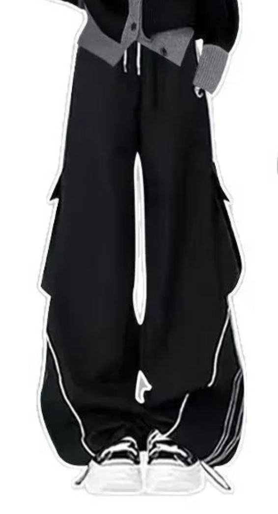 Black pants / S Fashionable Black Sweater+ Track Pants Two-piece Set