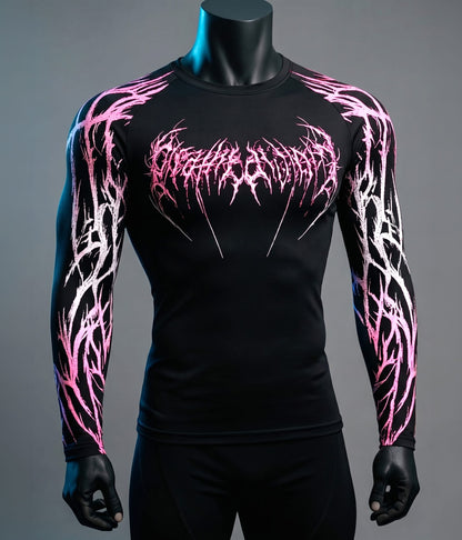 Black pink / S Harajuku Goth Compression Top/ Fitness / Streetwear - By Victorious