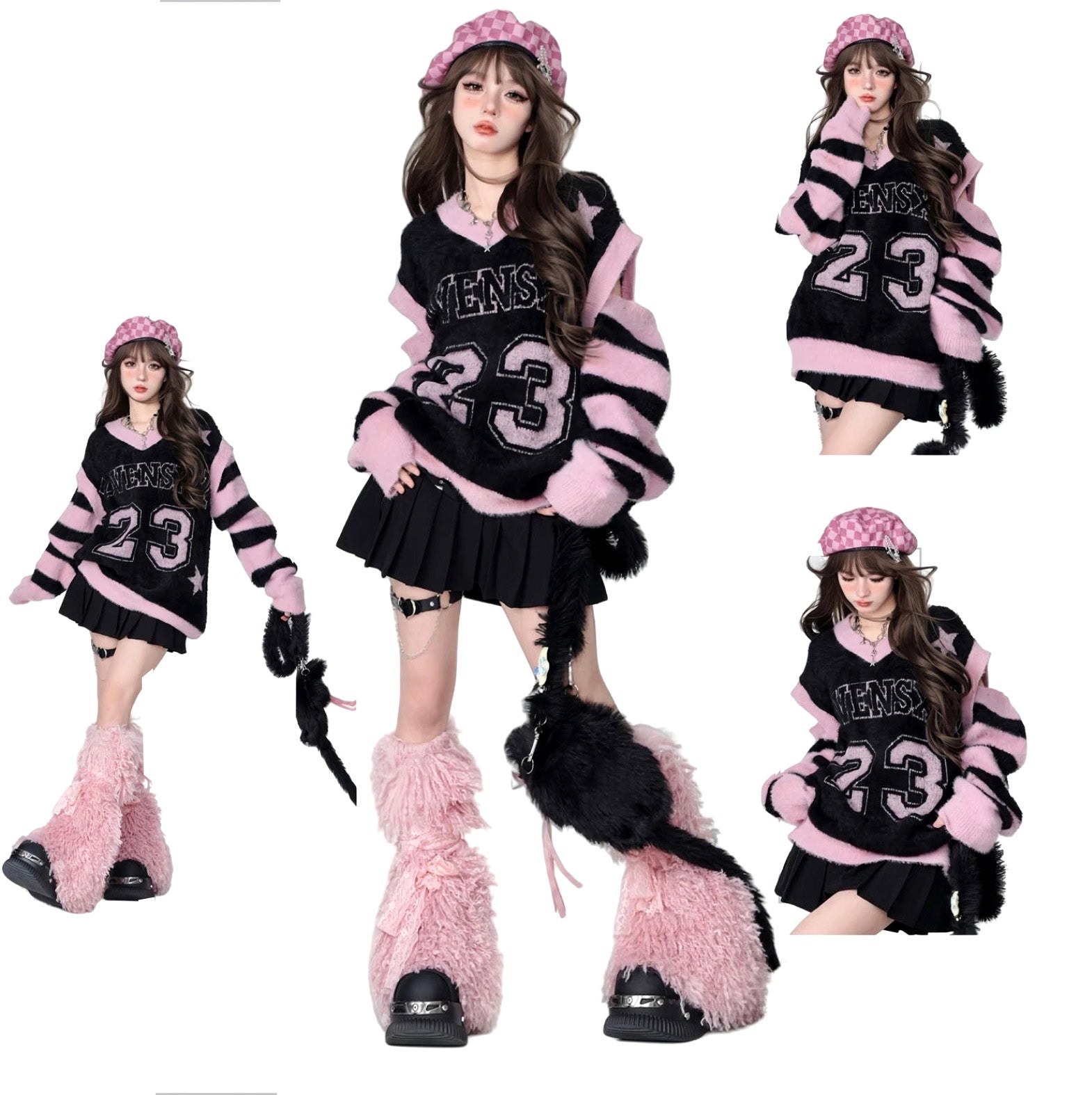 Black pink / S Kpop Idol Sweater Long Sleeved