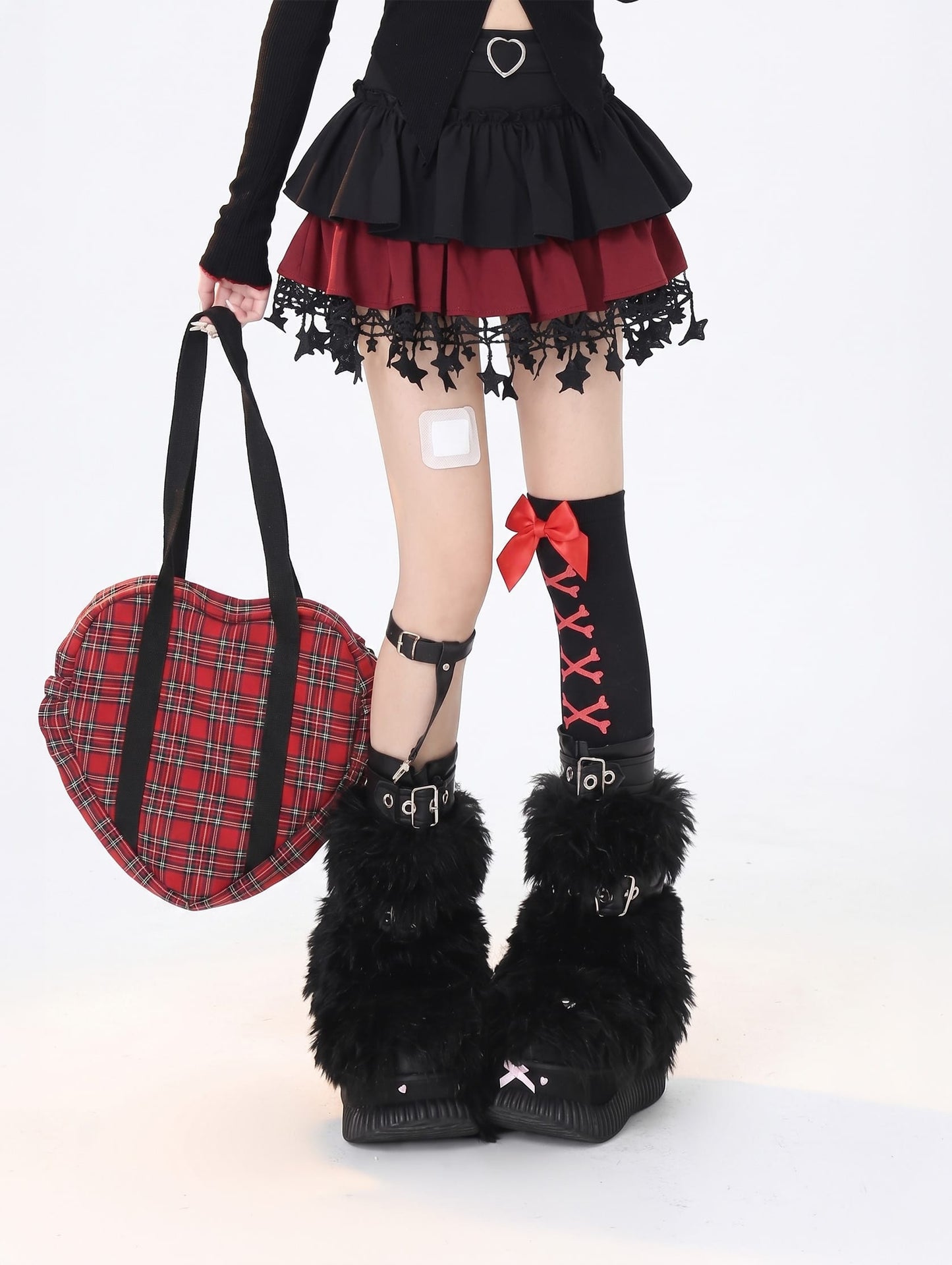 Black red / S K-Fashion Ballet Style Cake Skirt