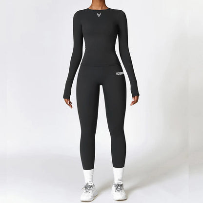 black / S 2-Piece Full Sport Suit by Victorious – Matching Leggings & Top Set for Gym, Yoga & Active Lifestyle
