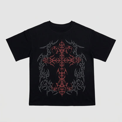 black / S 2026 Oversize Fairy Grunge Tee Shirts Women Y2k Aesthetic Short Sleeve T-shirt Punk Print Casual Loose Graphic T Shirt Harajuku