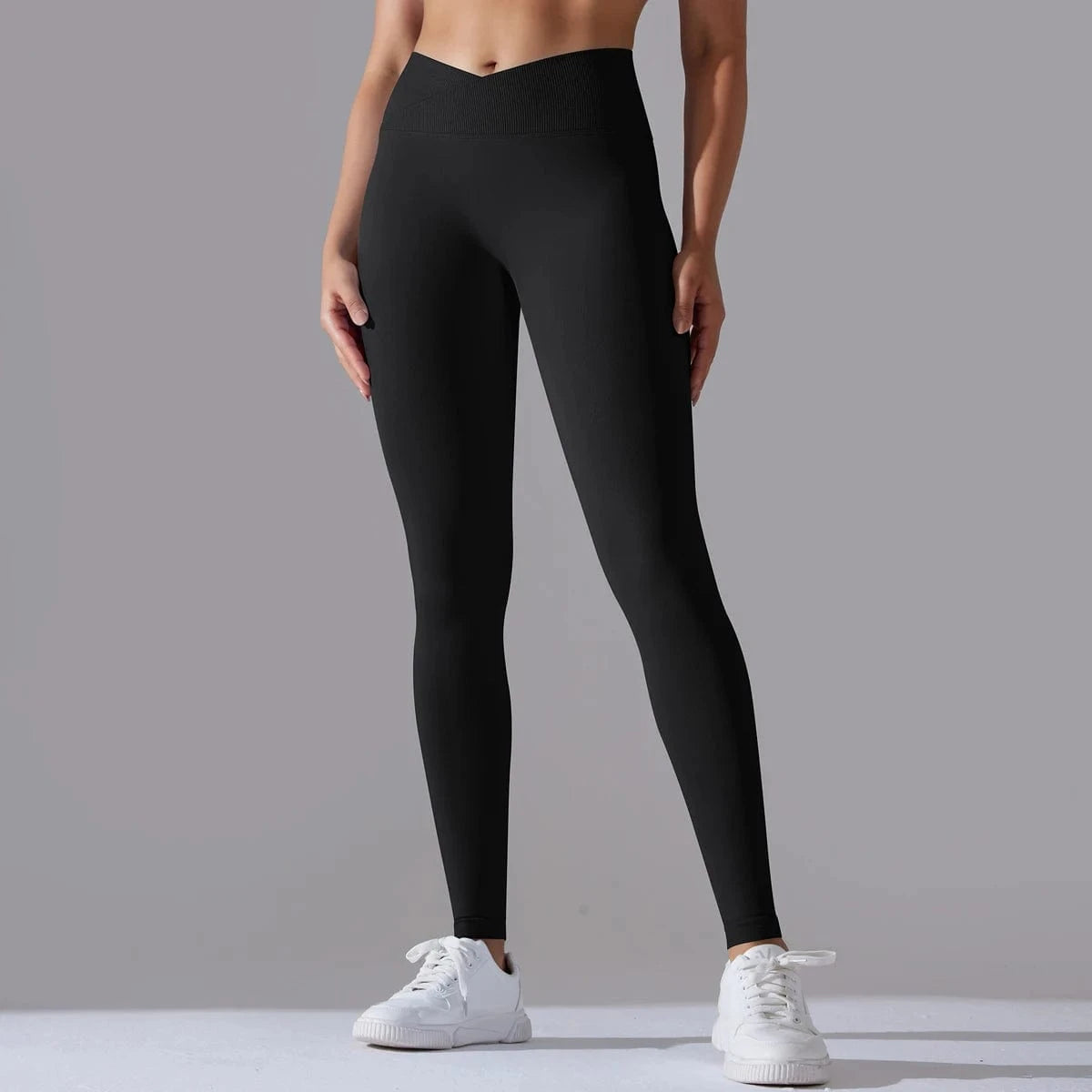 Black / S Crossover Waist Women Yoga Leggings / Victorious BioSync Leggings