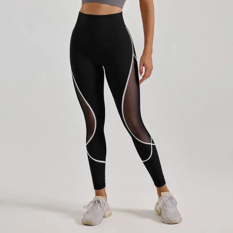 Black / S Dark Mesh Leggings/ Sports leggings/ Yoga Leggings