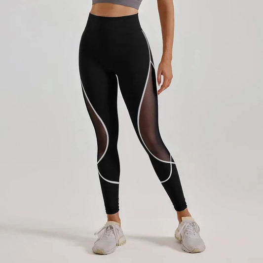 Black / S Dark Mesh Leggings/ Sports leggings/ Yoga Leggings