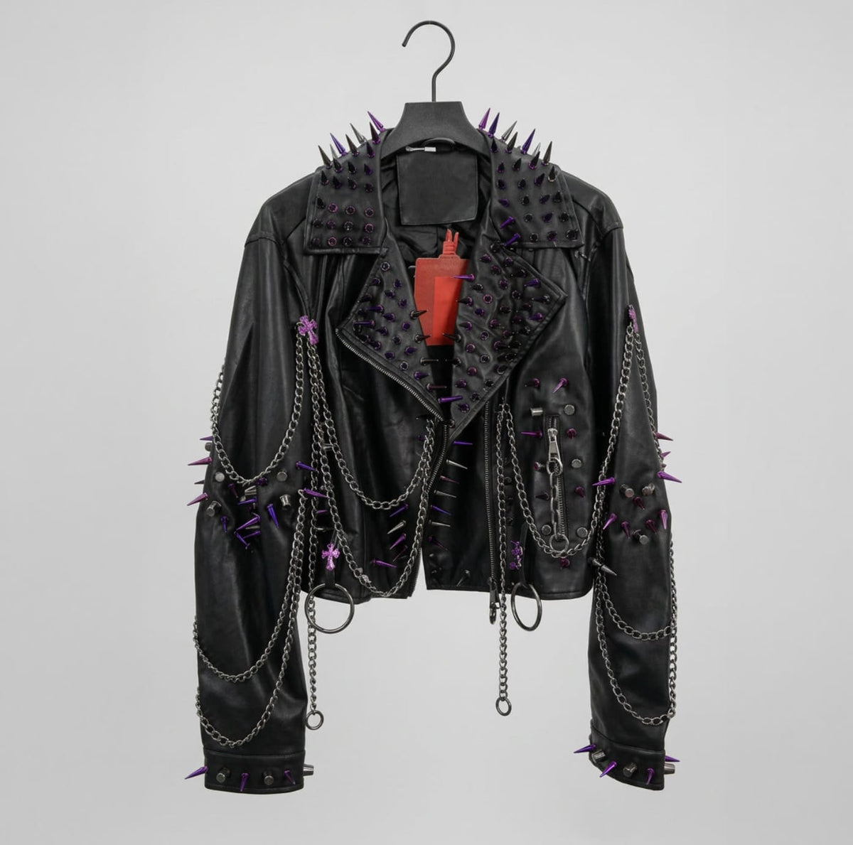 Black / S Rivet Leather Punk jacket