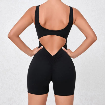 Black / S Victorious V Back One-Piece Suit
