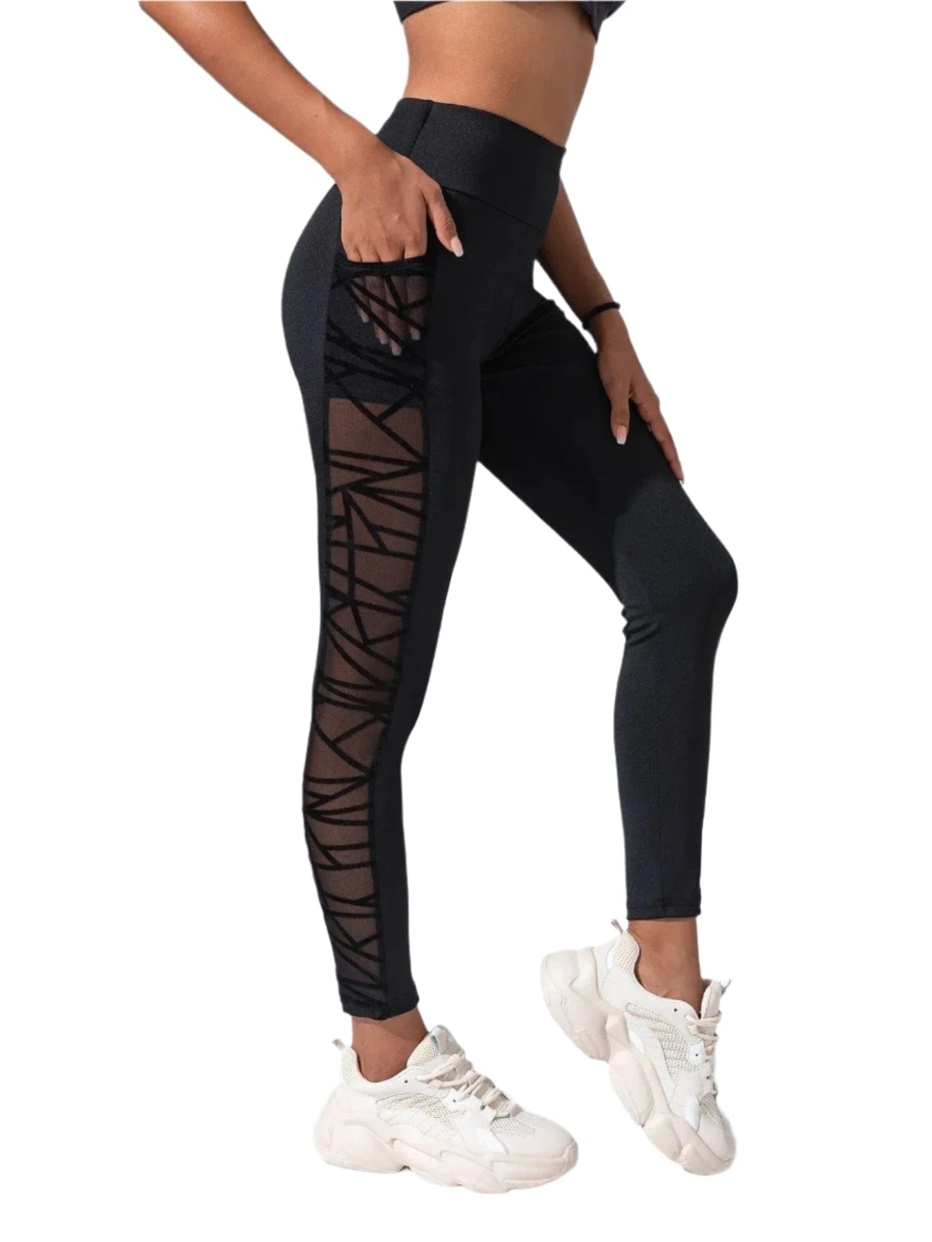Black / S Victorious Void Weave Side Mesh Yoga Leggings