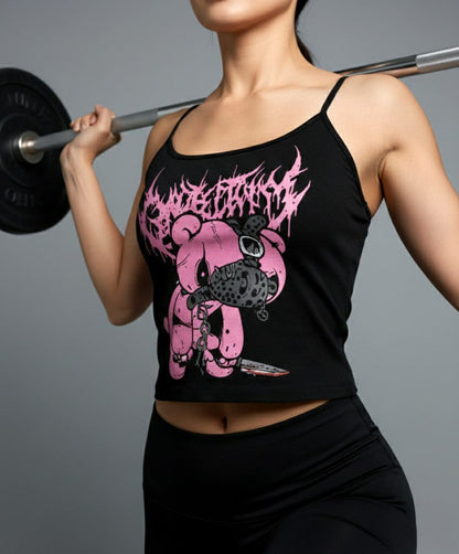 Black / S Women Cyber Sigil Bear Tank Top
