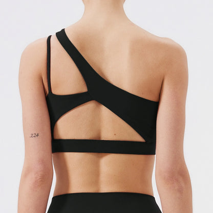 Black / S Women Sports Bra/ Push Up Fitness Bras/ One Shoulder Shockproof (Victorious Cosmo Surge)