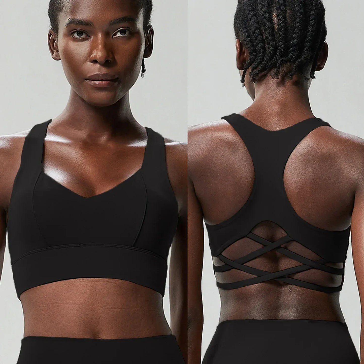 Black / S Yoga Bra Buttery Soft Top/ High Impact Gym Bra (Victorious AthleCode)
