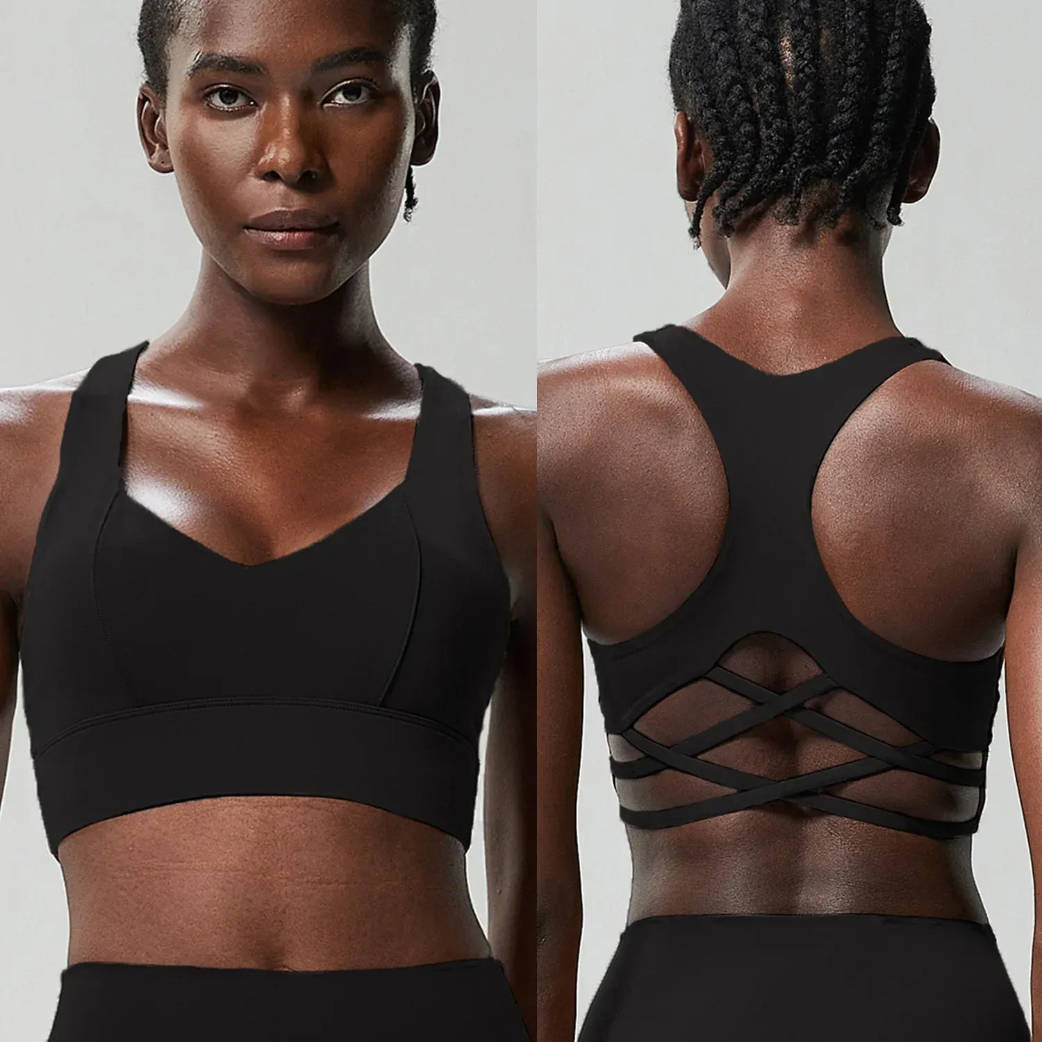Black / S Yoga Bra Buttery Soft Top/ High Impact Gym Bra (Victorious AthleCode)