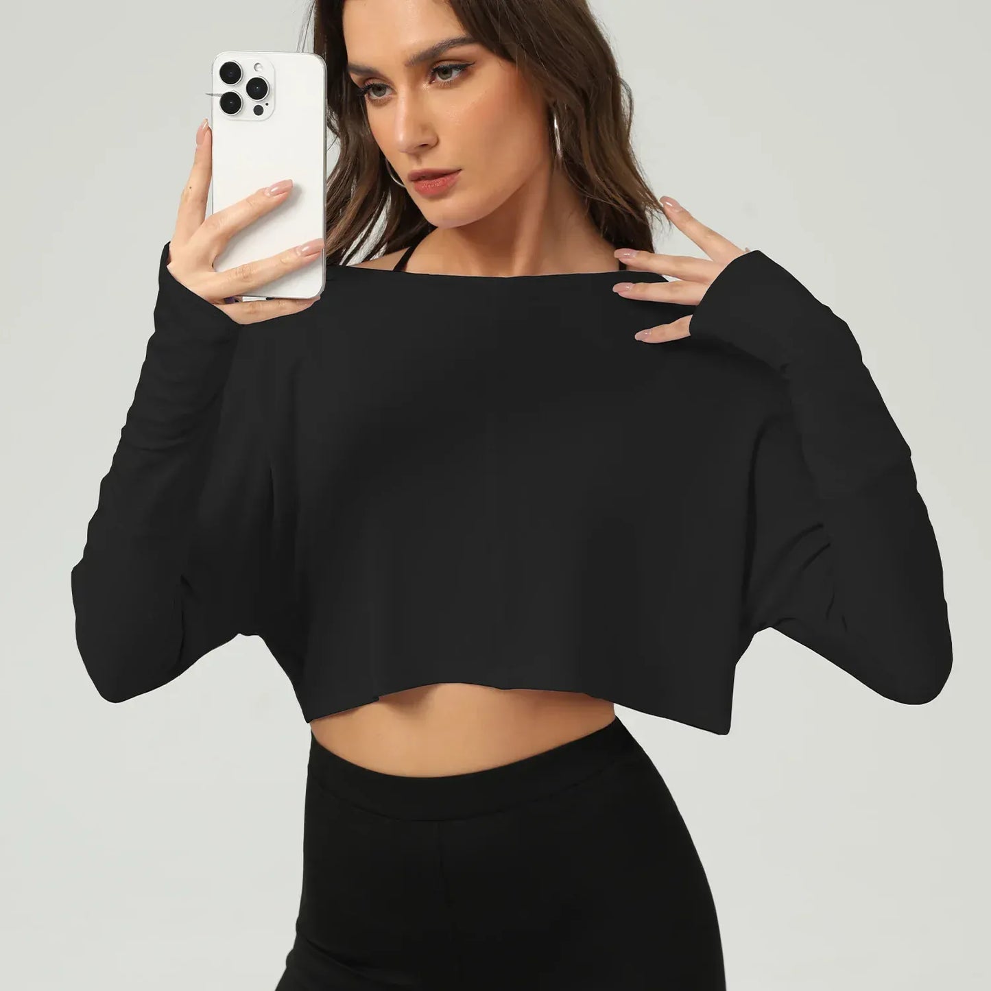 Black / S Yoga Shirts Women Long Sleeve Hollow Out Backless Crop Top (Victorious NeuraFit)