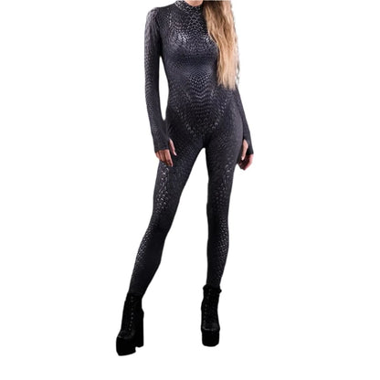 Black Snake Jumpsuit Women Cosplay