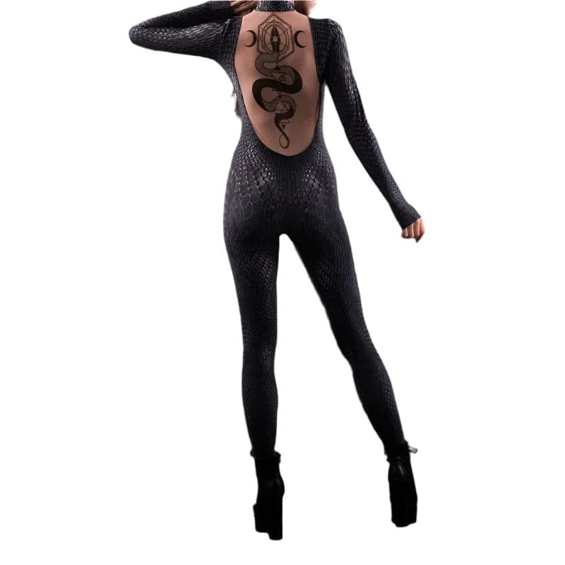 Black Snake Jumpsuit Women Cosplay