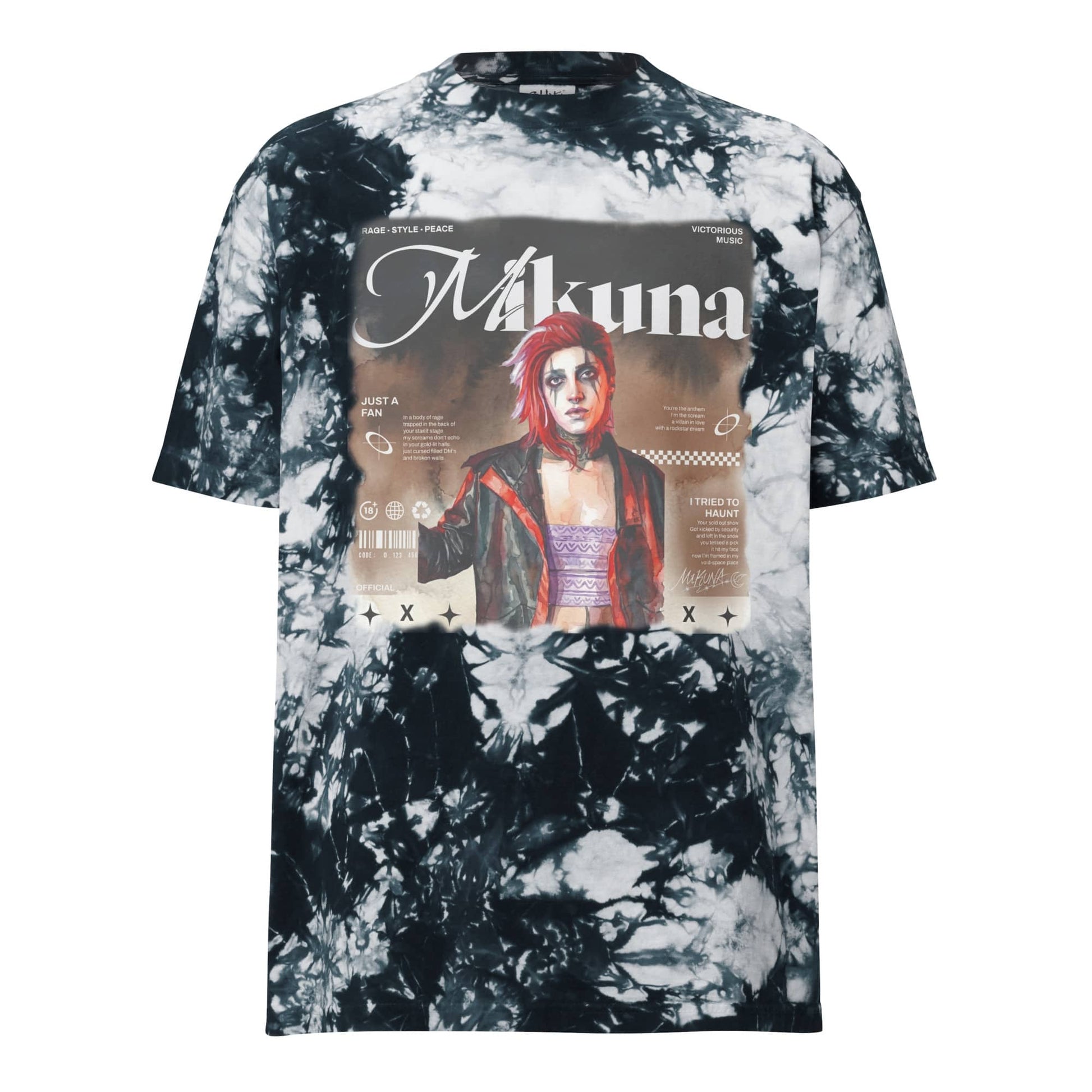 Black / White / S Mikuna music- Just a Fan T-shirt Tie-Dye