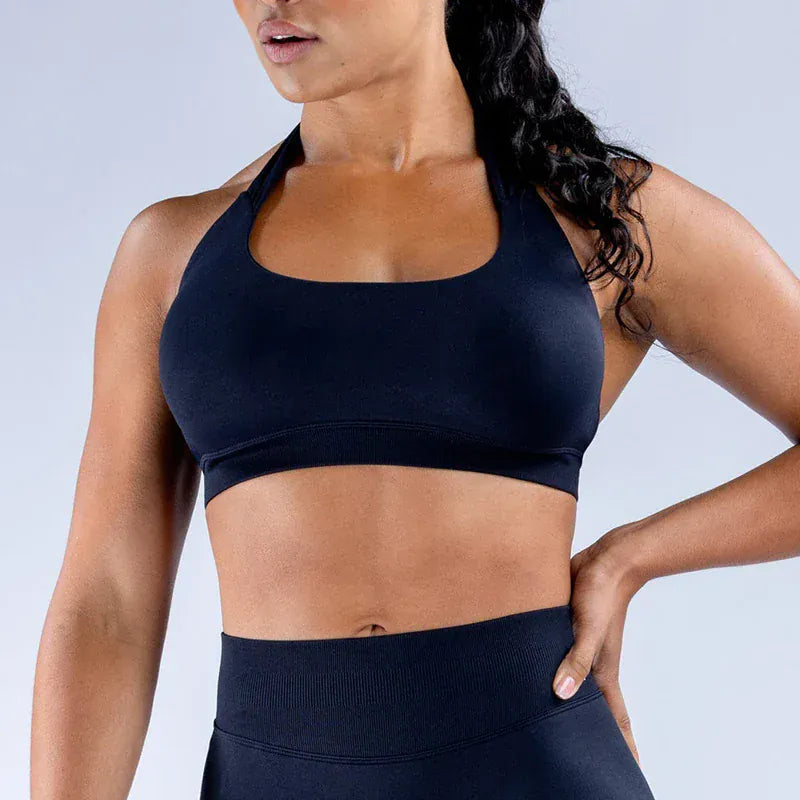 Black / XS Impact Sports Bra / Women Seamless Neck Strap Yoga Bra /With Padding