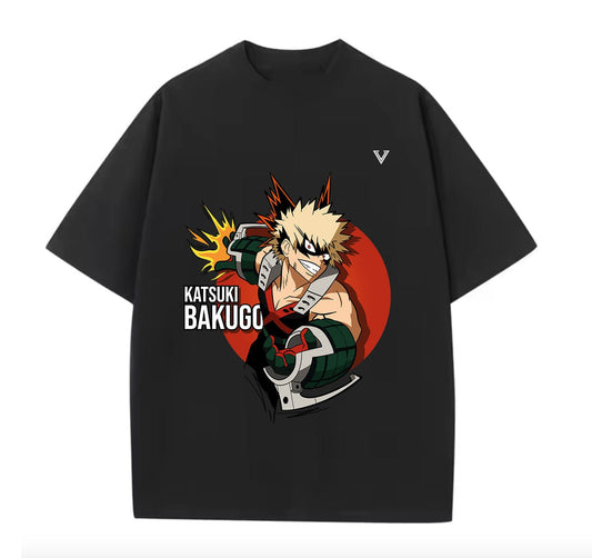 Black / XS Katsuki Bakugo (My Hero Academia) Anime Oversize T-Shirt